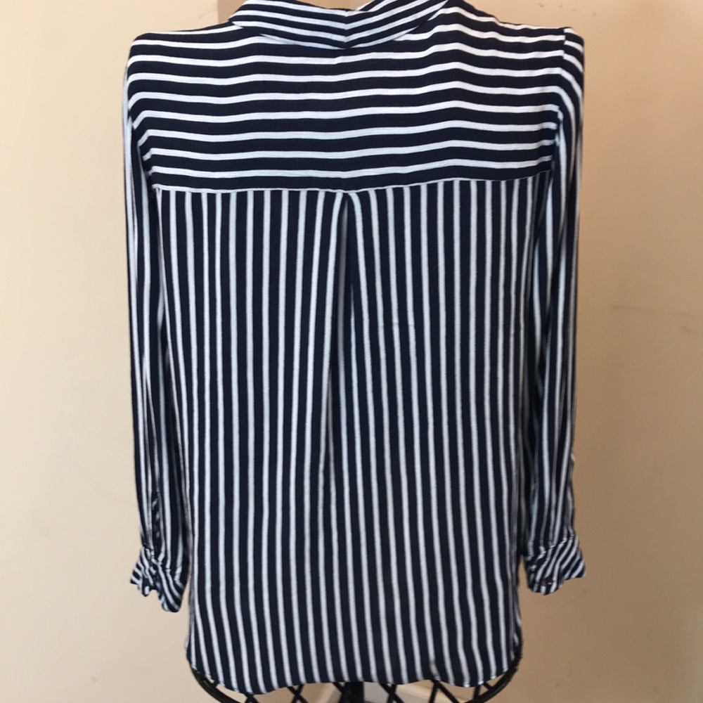 ZARA trf Collection Navy & White Striped Blouse - Picture 5 of 6